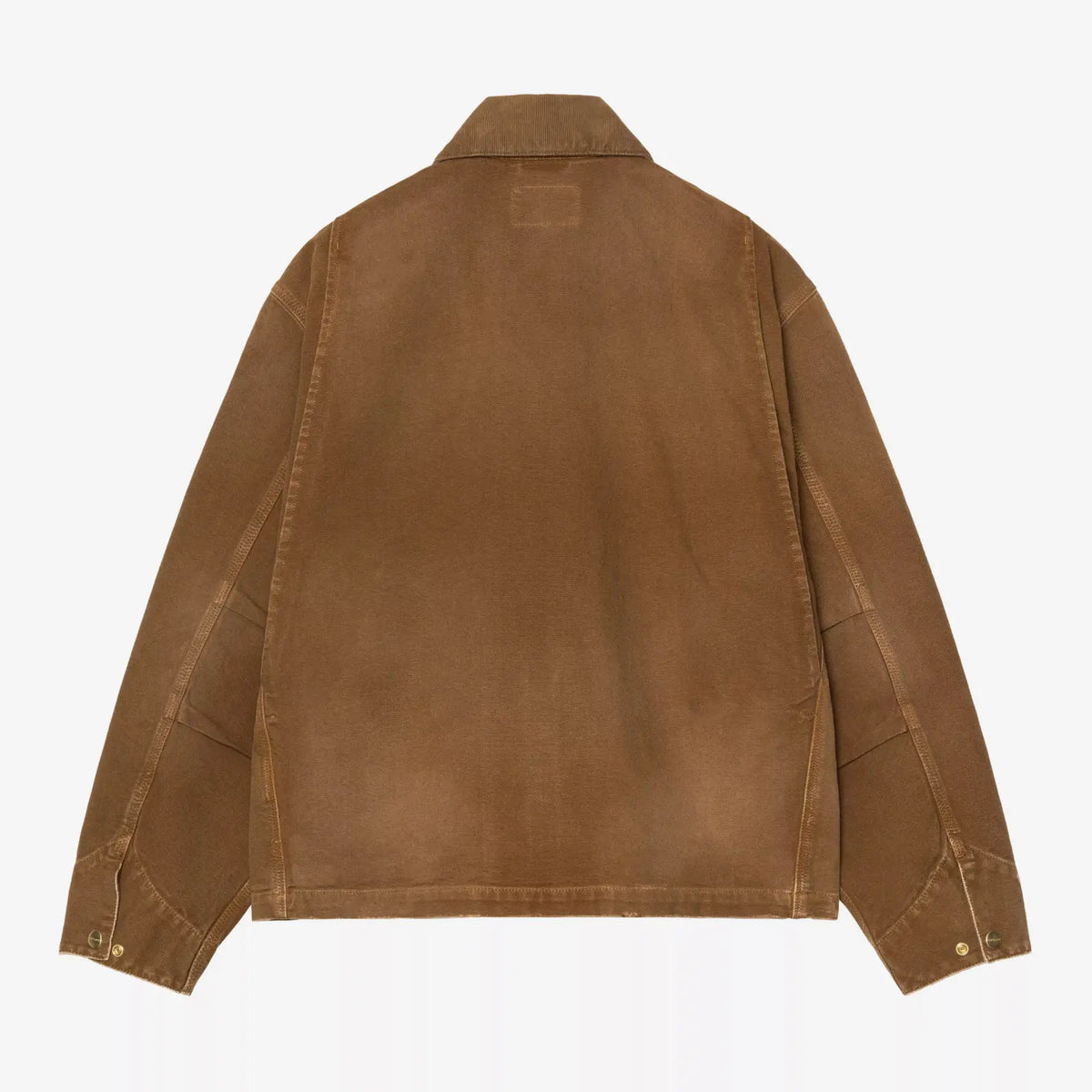 Dos de l'OG Arcan Jacket caramel destroy wash : toile délavée par plaques, empiècements, pattes à pression