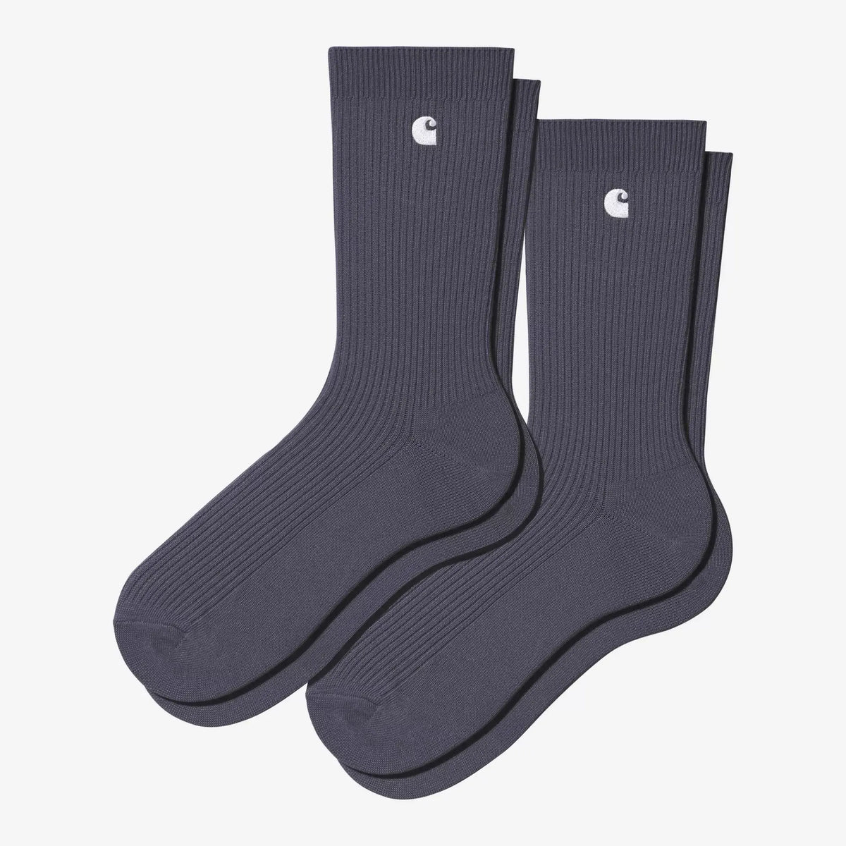 Pack de 2 paires de chaussettes Madison Carhartt WIP gris-violet Shady Purple, côtes verticales et logo C blanc brodé