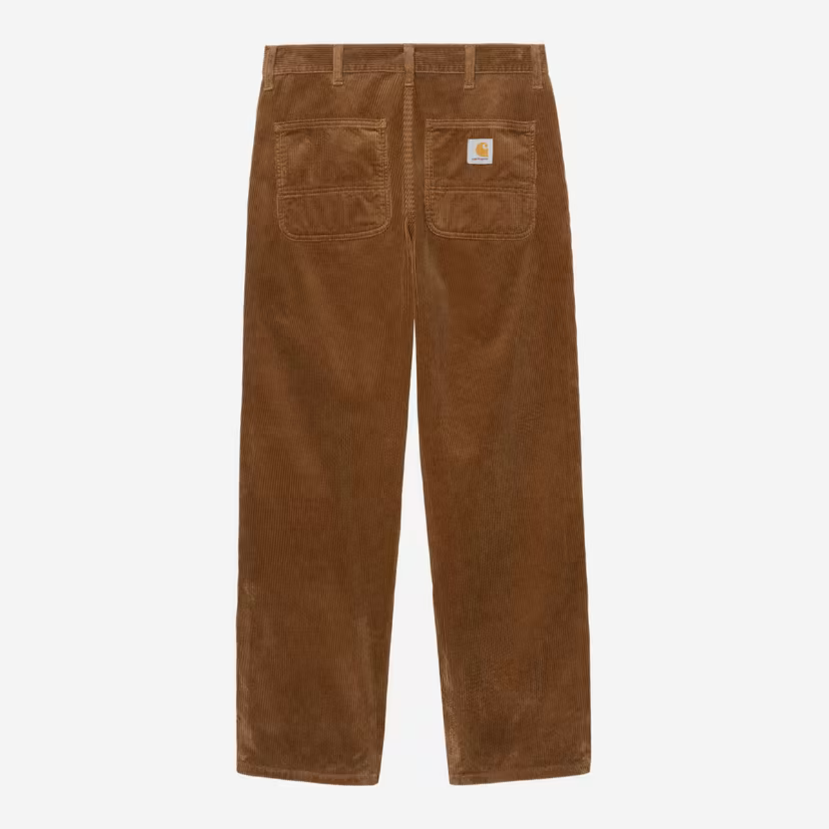 Simple Pant velours marron Carhartt WIP vu de dos à plat, deux poches plaquées et étiquette Square Label