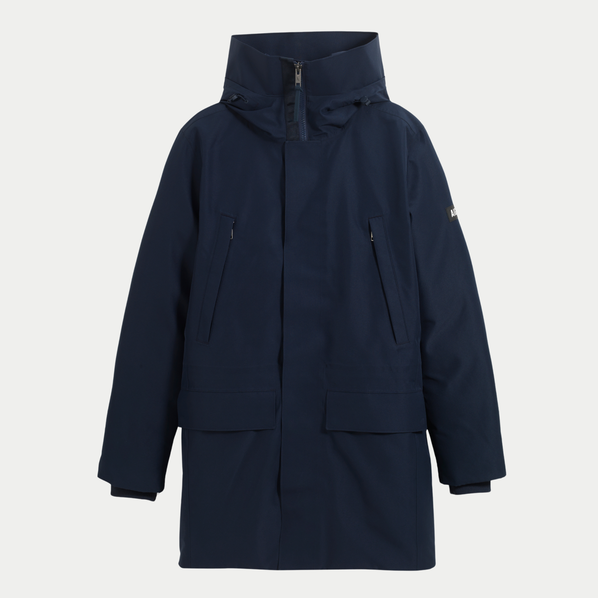 Parka duvet Aigle bleu marine à plat, capuche couvrante