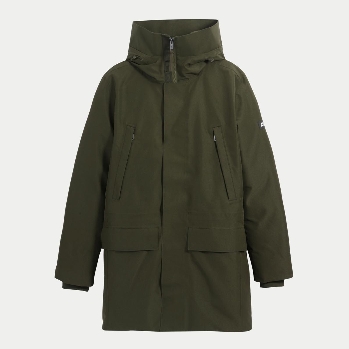 Parka duvet Aigle kaki à plat, capuche couvrante