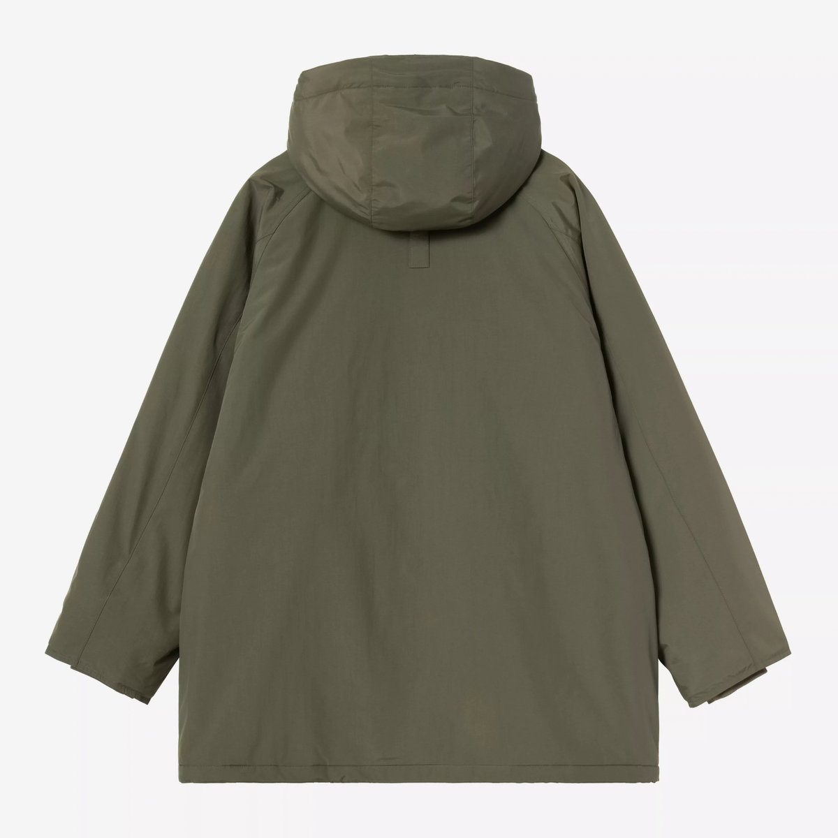 Dos de la parka Stanwood Carhartt WIP Cypress à plat, capuche et manches raglan