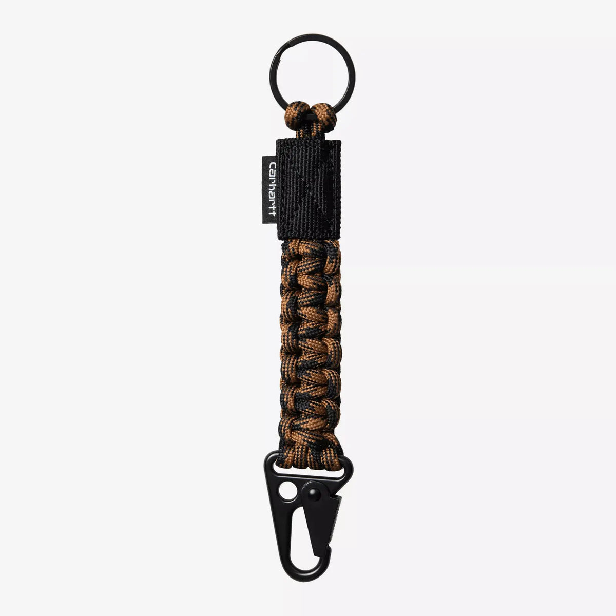 Porte-clés Corde Carhartt WIP Hamilton Brown noué polyester recyclé - vue avec crochet