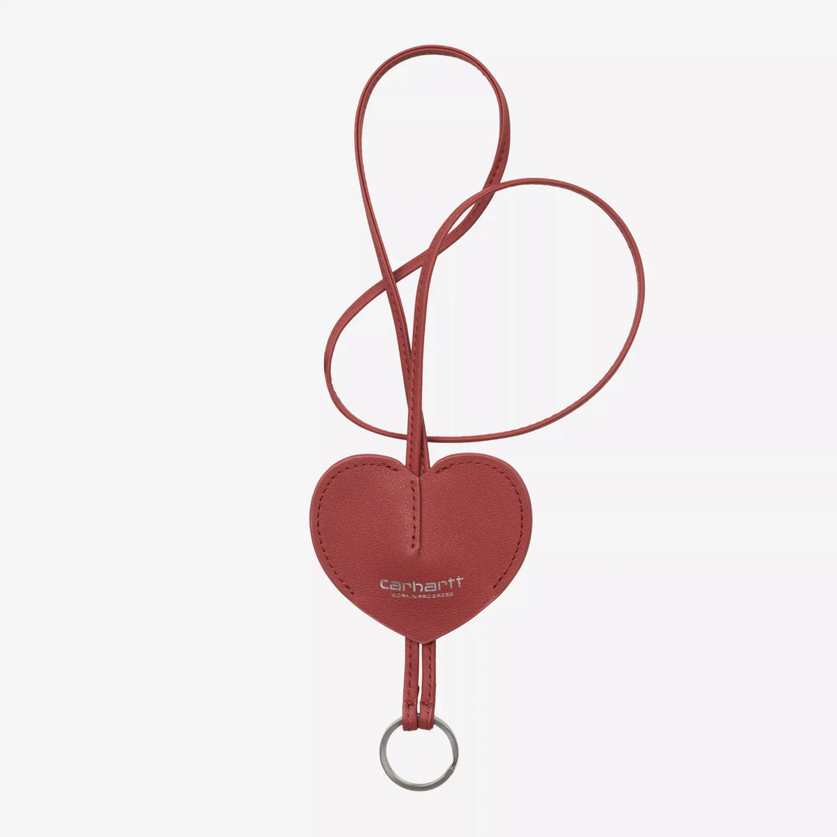 Porte-clés Hartt Key Bell rouge brique en entier : cœur de cuir, lanière double et anneau métal argenté