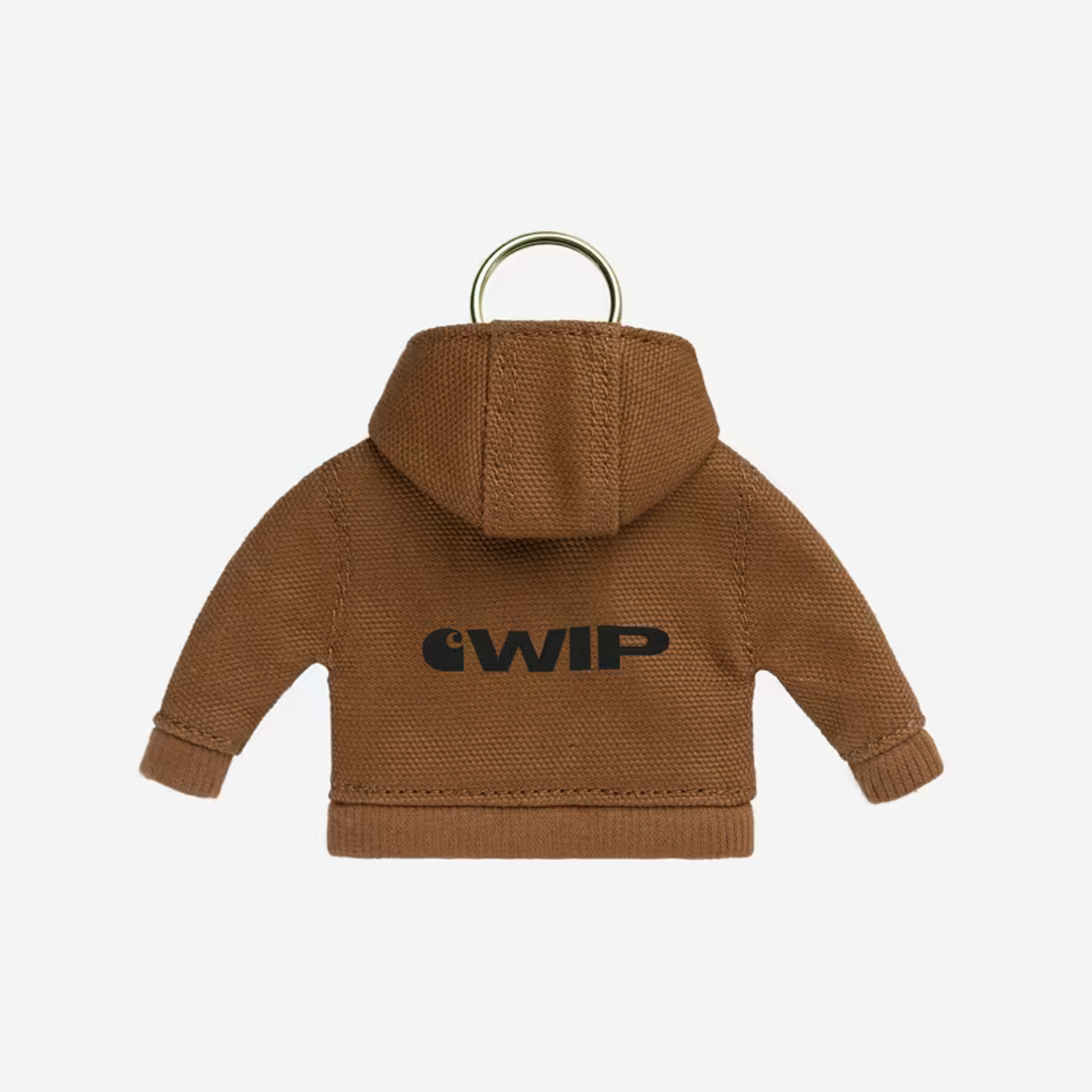 Porte-clés Mini Active Jacket Hamilton Brown Carhartt WIP vu de dos : logo C WIP noir imprimé et capuche en toile brune
