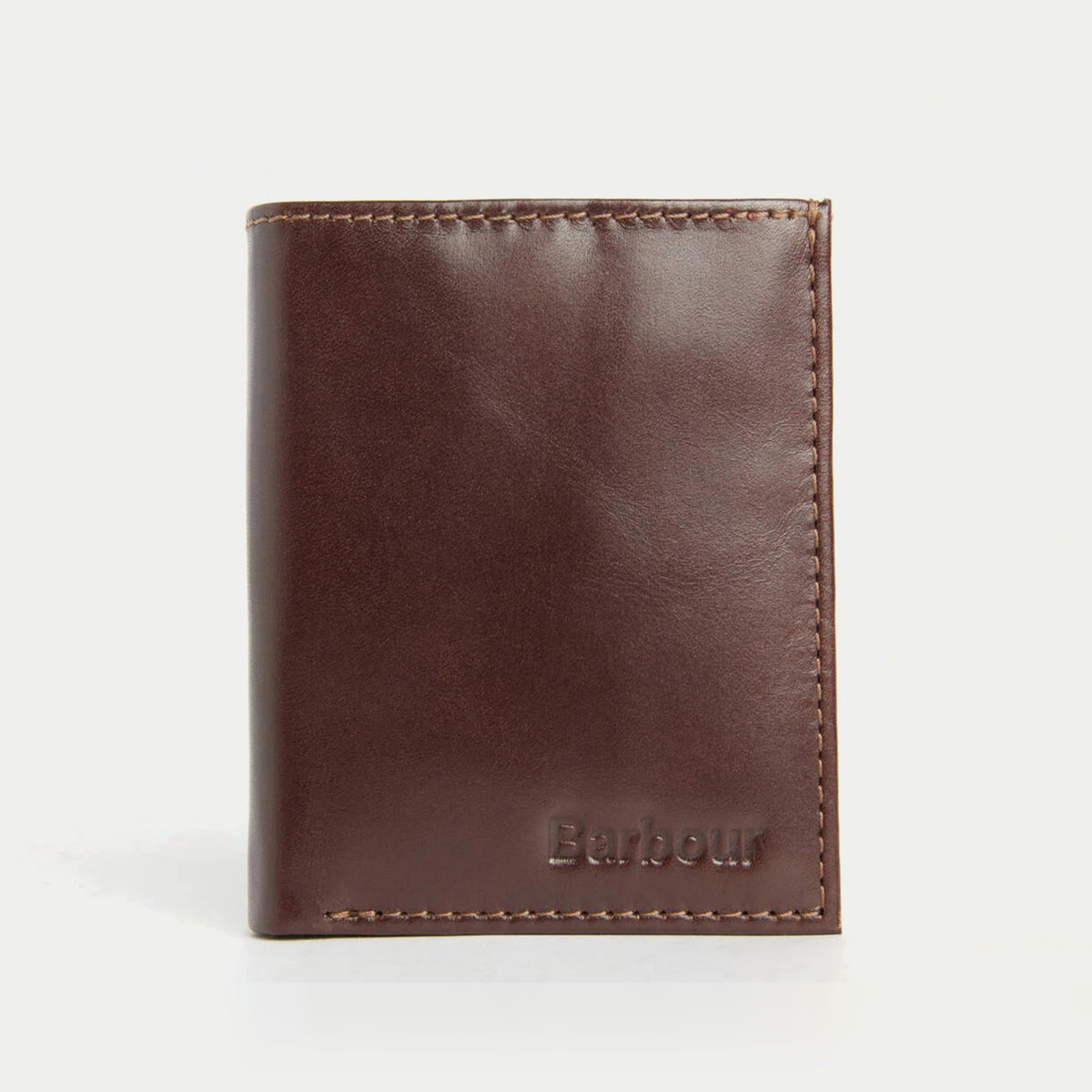 Portefeuille Colwell marron Barbour - face fermée, format vertical et logo embossé