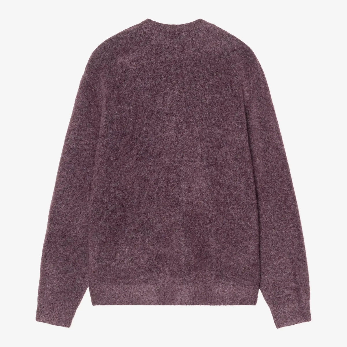Dos à plat du Pull Curtis Tangled Shady Purple, maille duveteuse unie et bas bordé d'un bord-côte