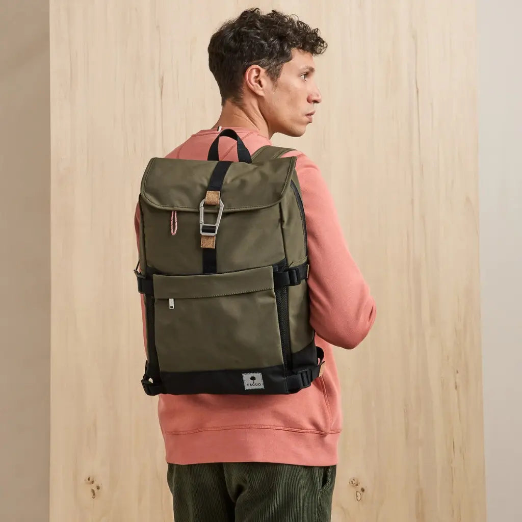 Sac à dos Faguo Commuter vert olive vue de dos