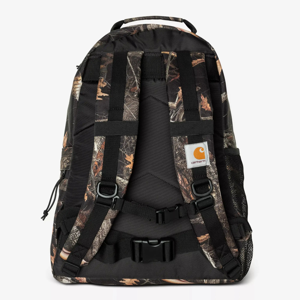 Dos du sac Kickflip, bretelles et panneau dorsal rembourrés noirs, étiquette carrée Carhartt cousue