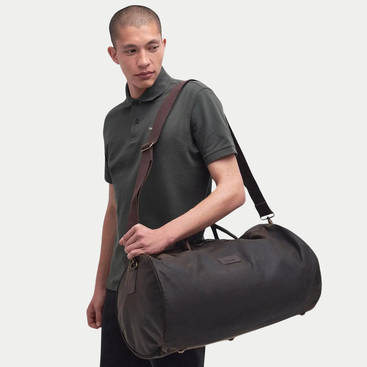 Sac Holdall Wax Olive - Barbour - détail 2