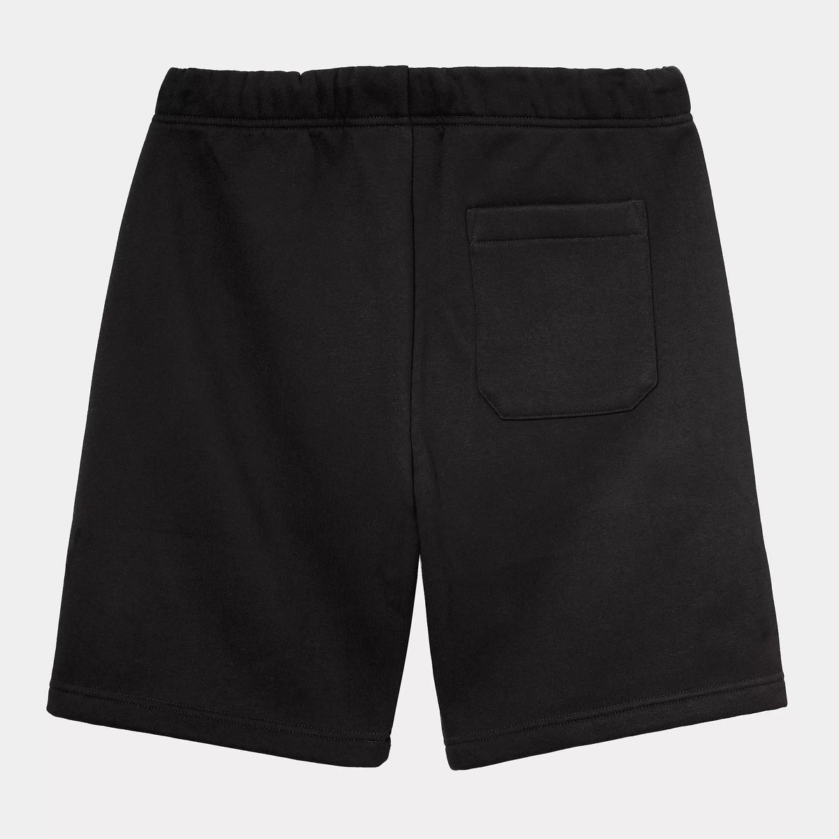 Dos du short Sweat Chase noir posé à plat, poche plaquée arrière à coins biseautés sur un molleton mat