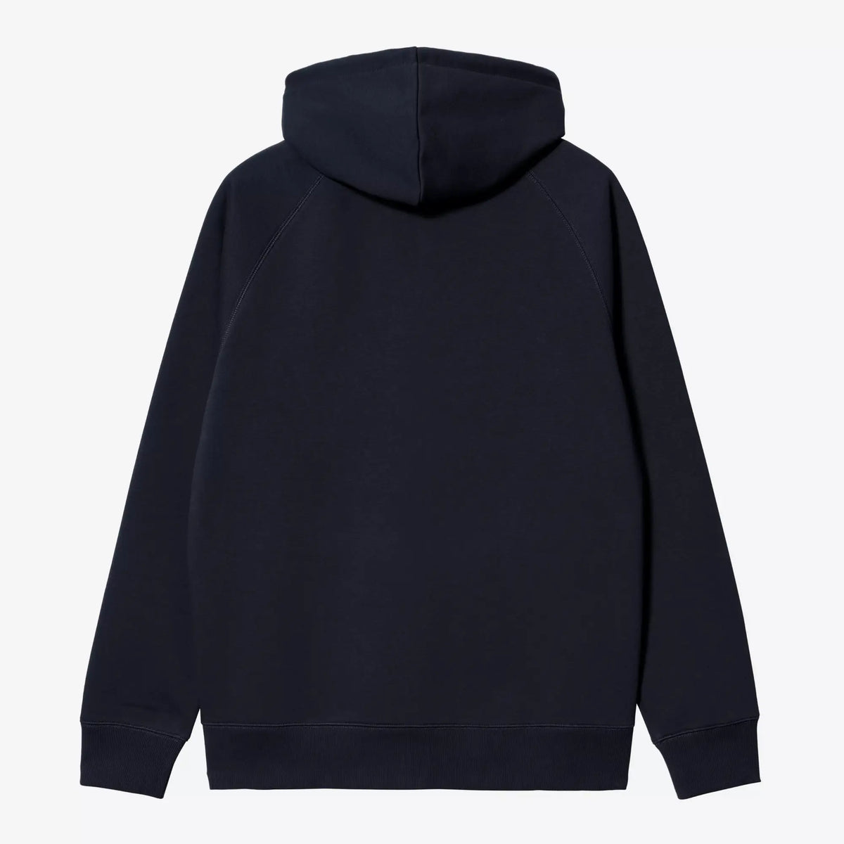 Sweat Zippé Chase Bleu Marine vu de dos à plat, capuche montée, épaules raglan et large bord-côte en bas