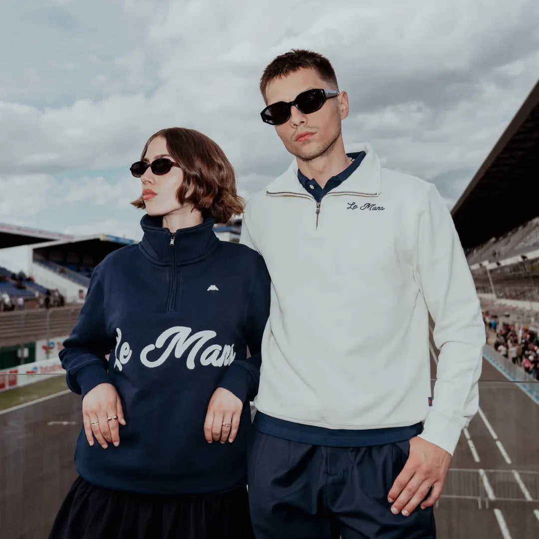 Sweat Kappa Andretto 24H Le Mans bleu — détail logos contrastés