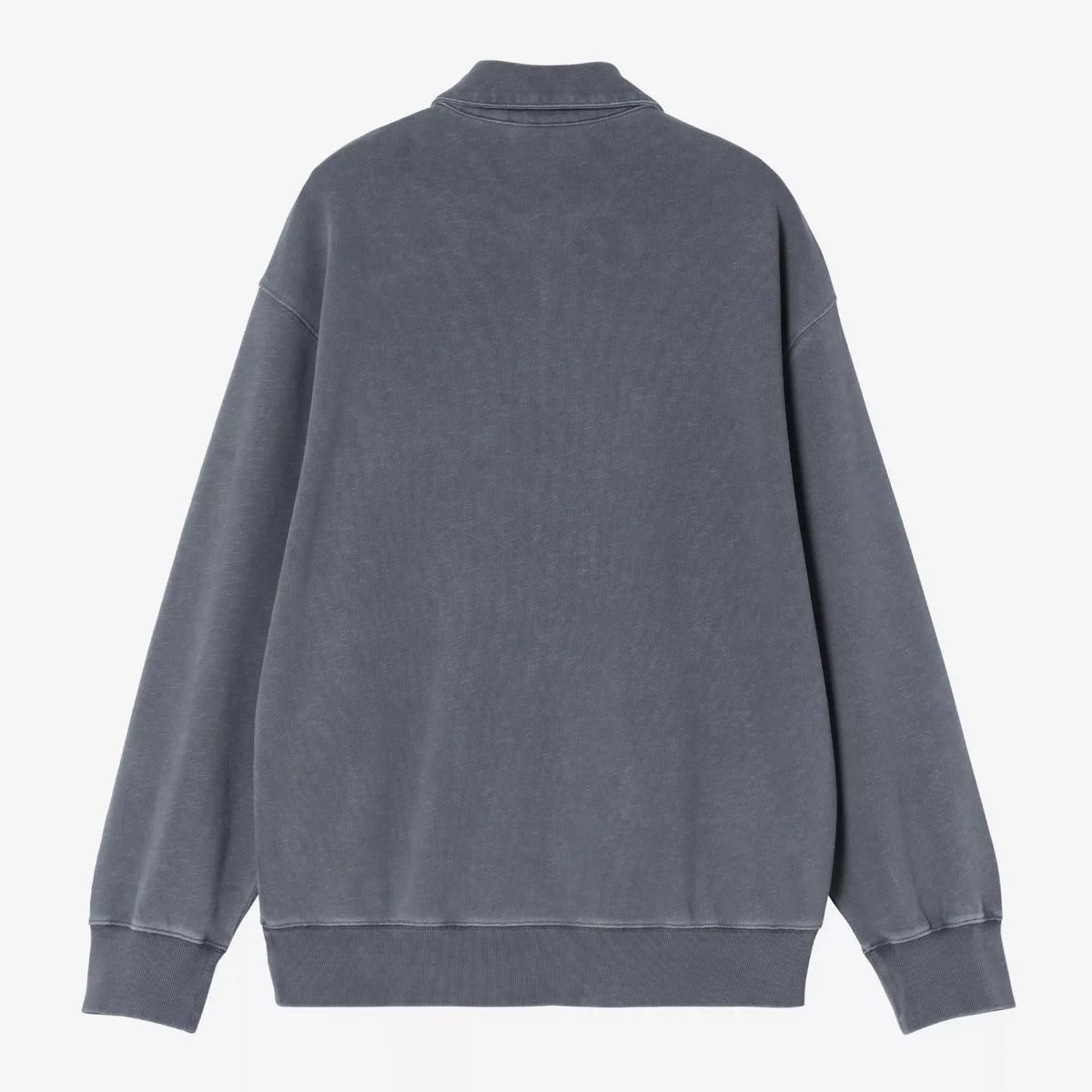 Dos du sweat polo Harper gris ardoise bleuté à plat : maille teinte en vêtement, bords-côtes aux poignets