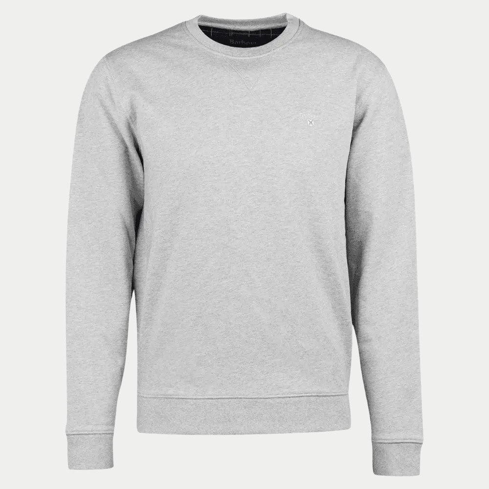 Sweat Ridsdale gris chiné à plat, encolure ronde et propreté de col en tartan