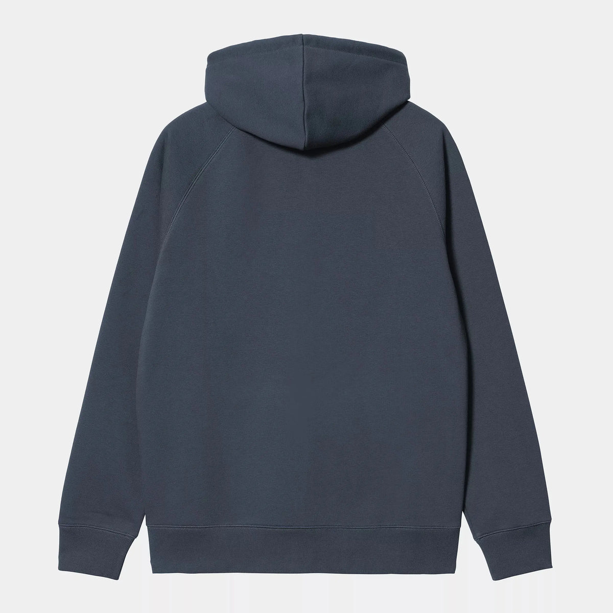 Sweat Zippé Chase Dusky Blue vu de dos à plat, bleu ardoise uni, capuche montée et bord-côte large en bas