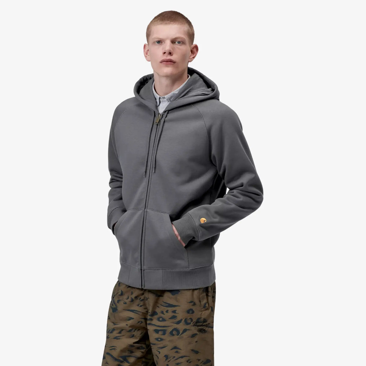 Sweat Zippé Chase Carhartt WIP Styx - détail poche kangourou