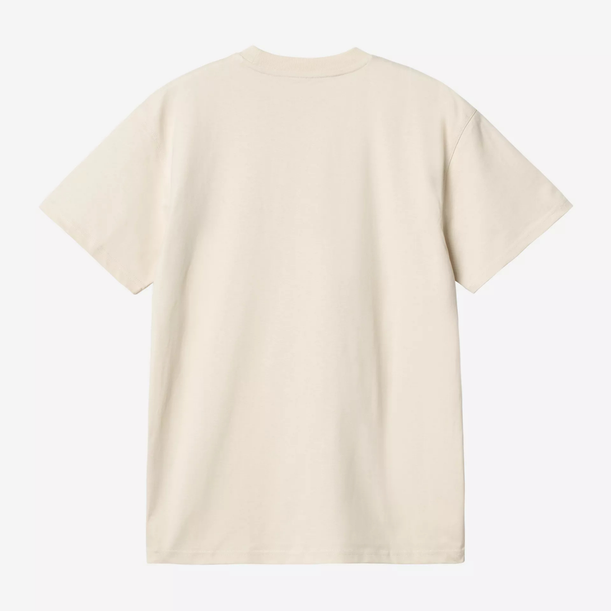 T-shirt American Script Carhartt WIP écru vu de dos à plat, dos uni sans marquage