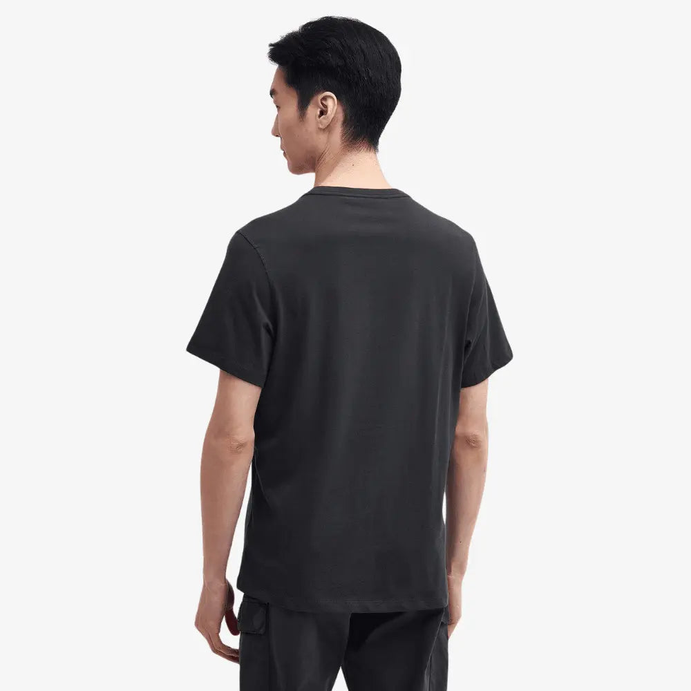 Dos uni du T-shirt Brett noir, sans impression, vue portée de trois quarts