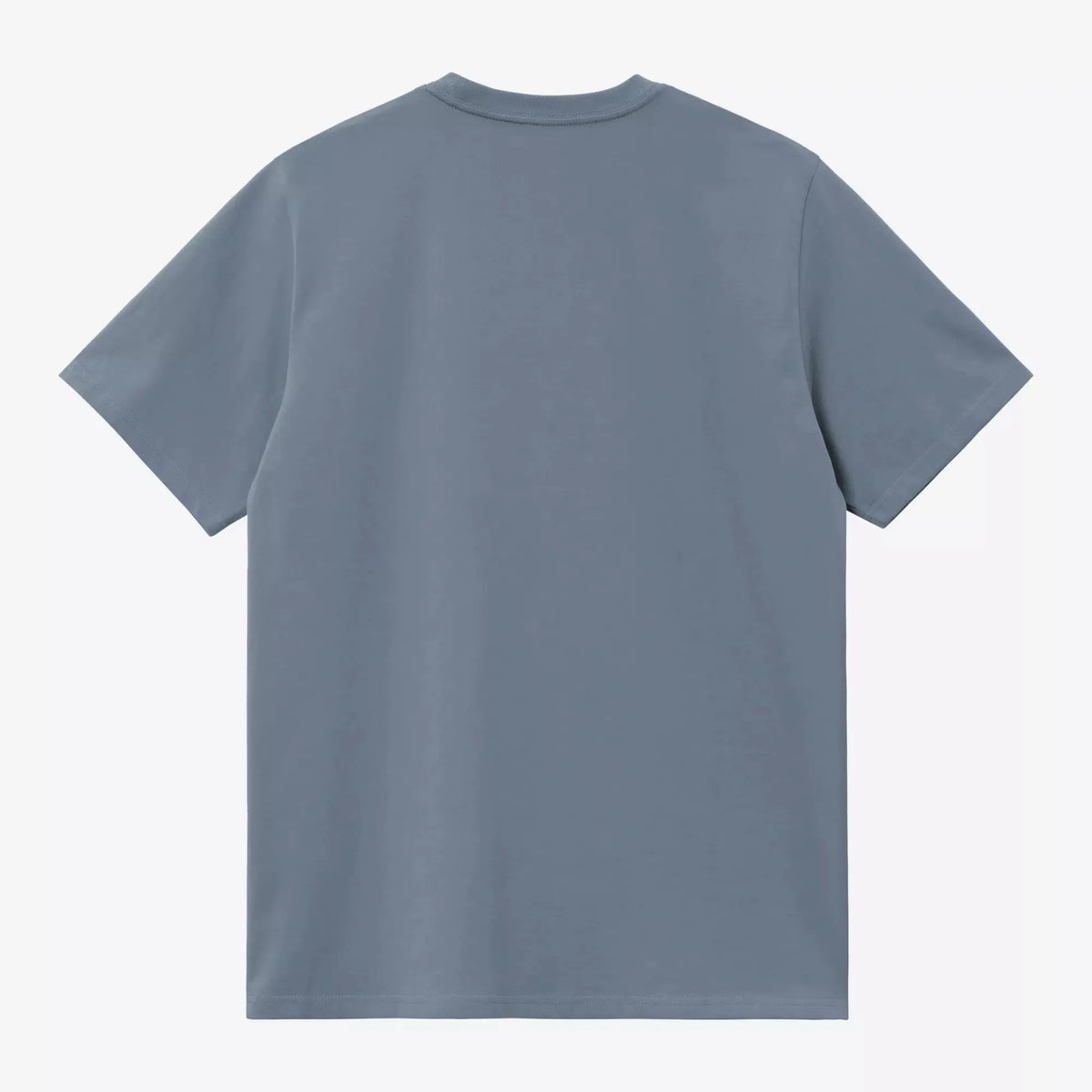 T-shirt Carhartt WIP Chase Icesheet bleu-gris, vue à plat de dos, col rond côtelé