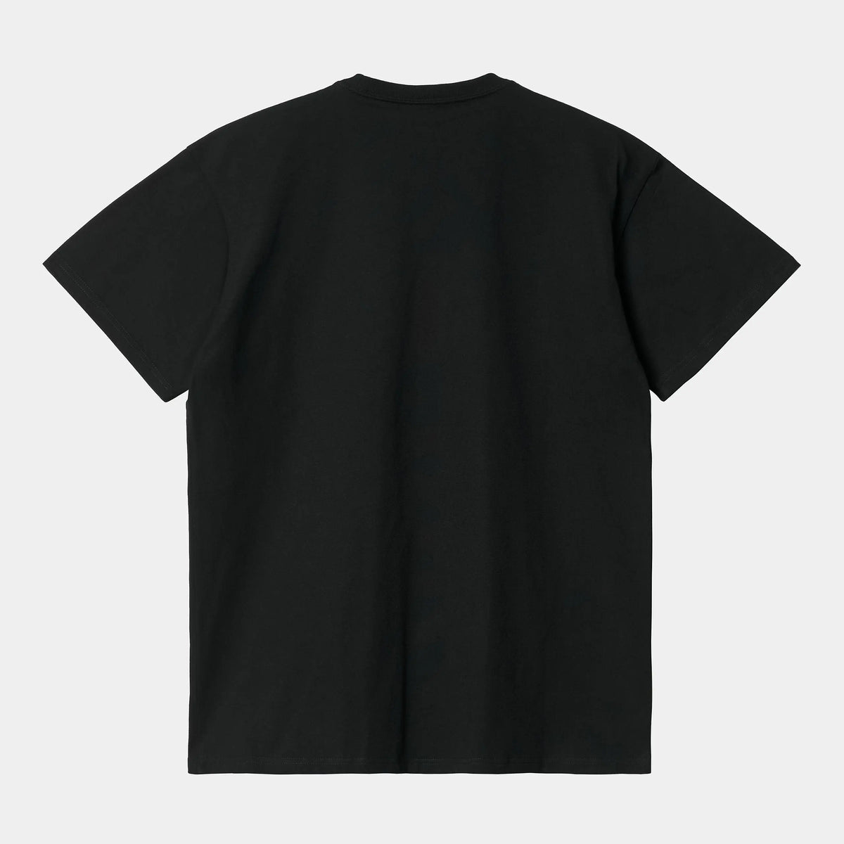 T-shirt Chase noir Carhartt WIP, vue à plat du dos, jersey uni sans marquage