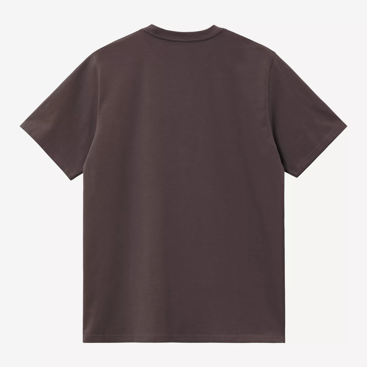 Dos uni du T-shirt Chase brun foncé, à plat : jersey lisse sans aucun marquage, épaules droites, ourlet net