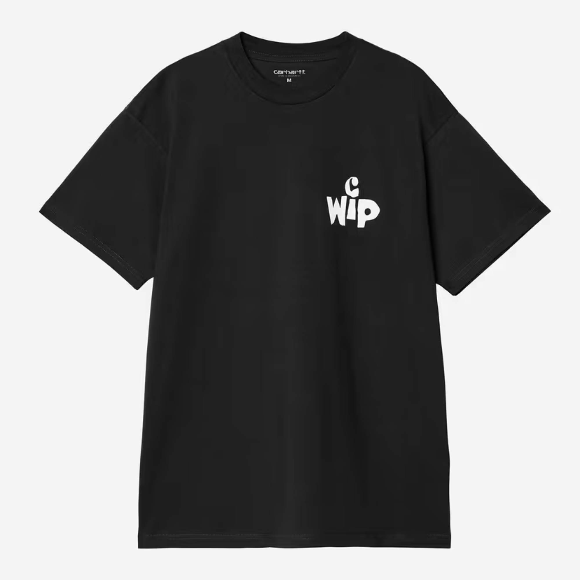 T-shirt Cutout noir Carhartt WIP à plat, face : lettrage découpé C WIP imprimé blanc à la poitrine