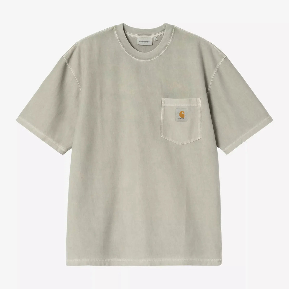 T-shirt Loose Pocket Carhartt WIP Shady Green coton bio teint en pièce - vue avant poche poitrine