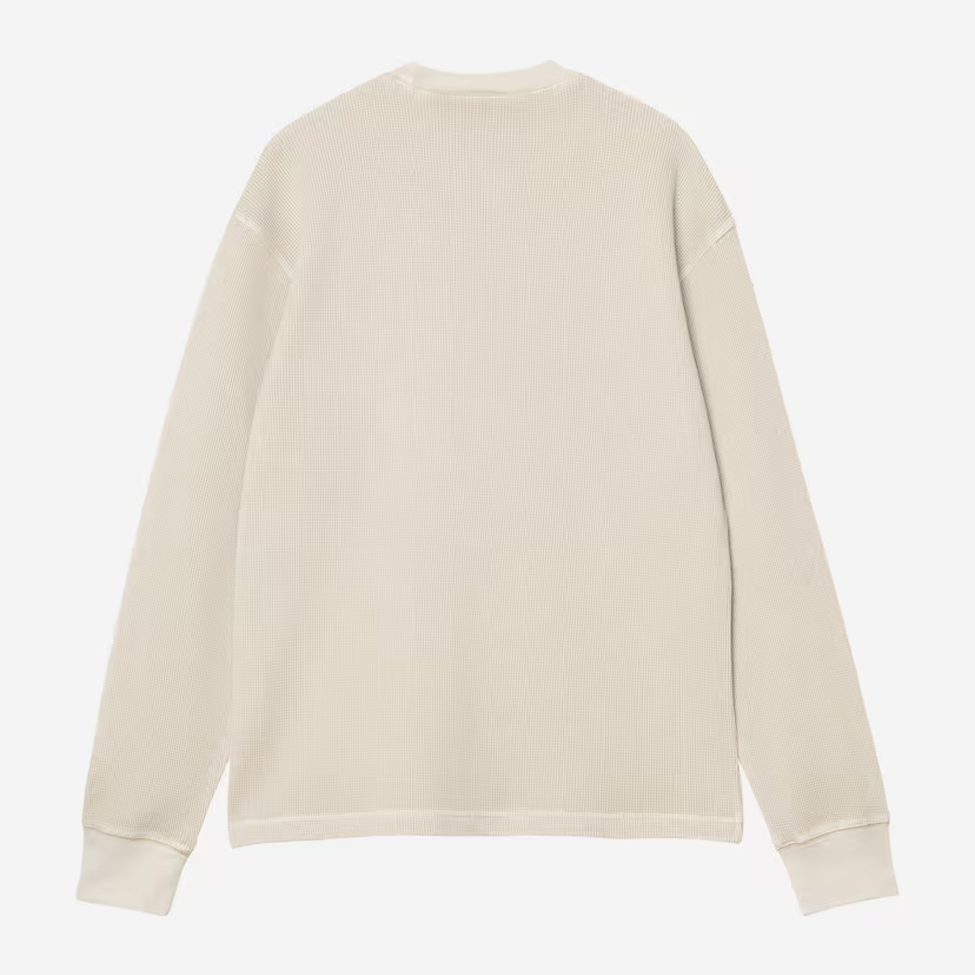 T-shirt manches longues Vista Waffle Carhartt WIP écru, vue de dos à plat, poignets et ourlet unis sans gaufrage