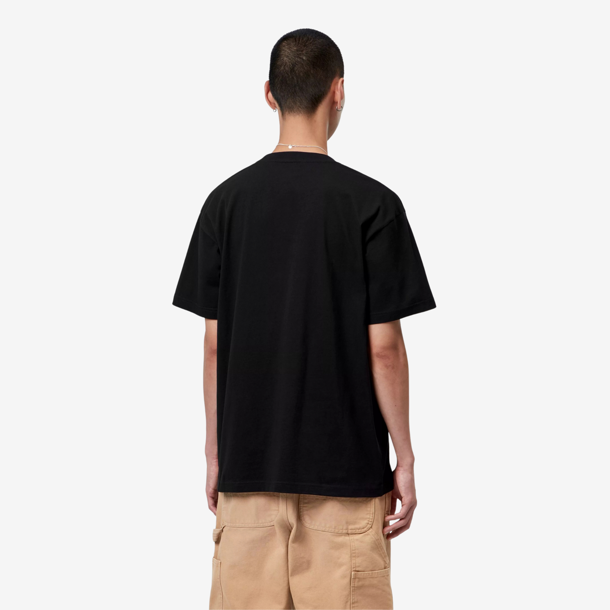 T-shirt Old Painter Carhartt WIP noir porté de dos, sans imprimé