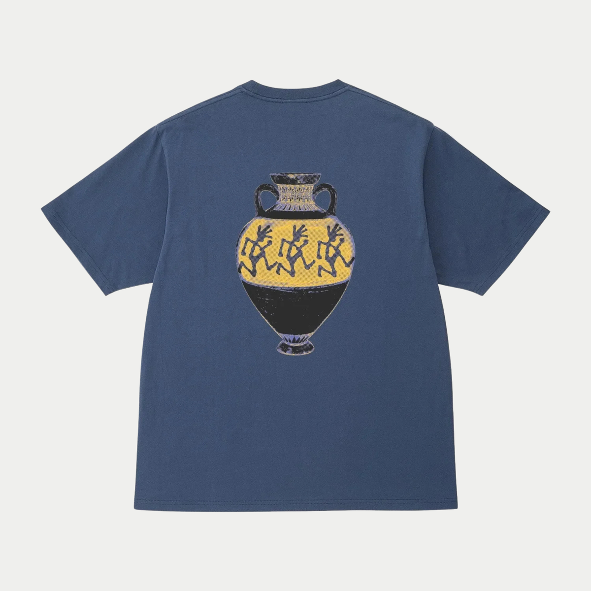 T-shirt Vase Bleu Marine Gramicci - packshot du dos, grande impression amphore aux trois running man