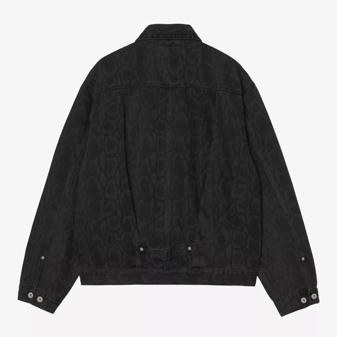 Dos de la veste Belmar noire, motif camouflage ton sur ton et pattes de serrage boutonnées à la taille