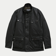 Veste cirée Duke Sage Barbour International à plat, face fermée, col velours relevé et quatre poches à rabat