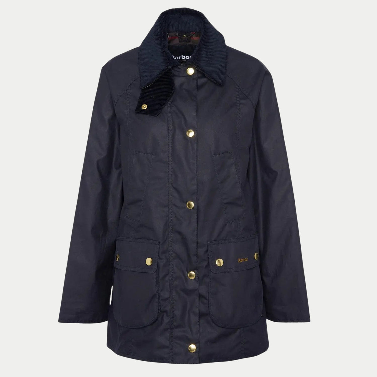 Veste Modern Beadnell Bleu Marine à plat, pressions laiton et col velours côtelé marine