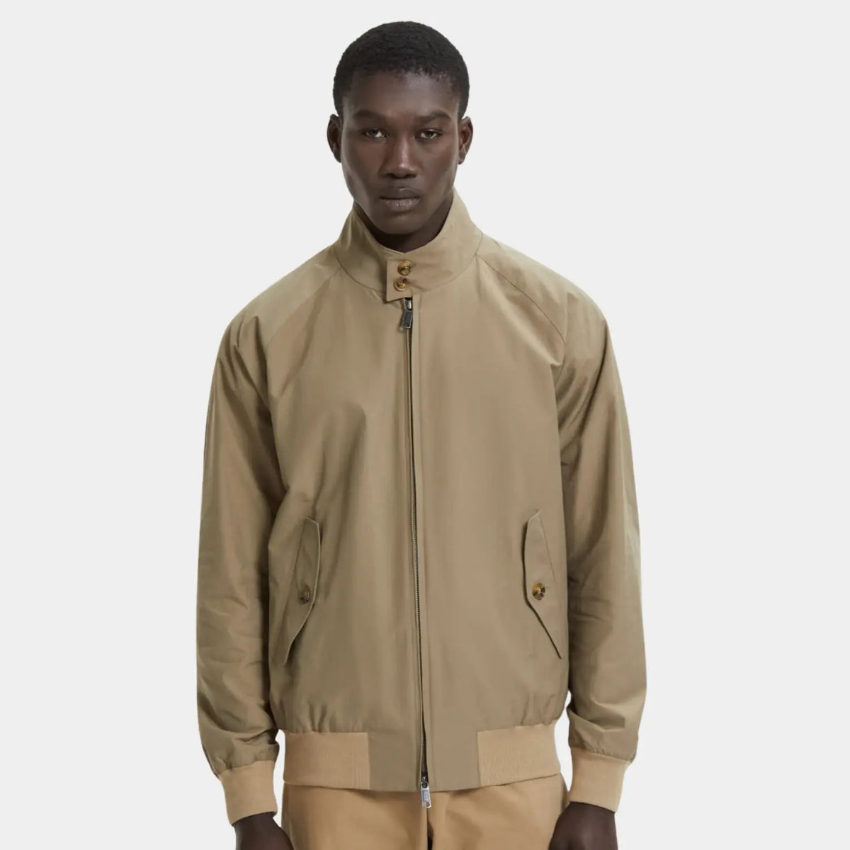 G9 Tan portée fermée, col monté boutonné, zip remonté et taille côtelée ton sur ton