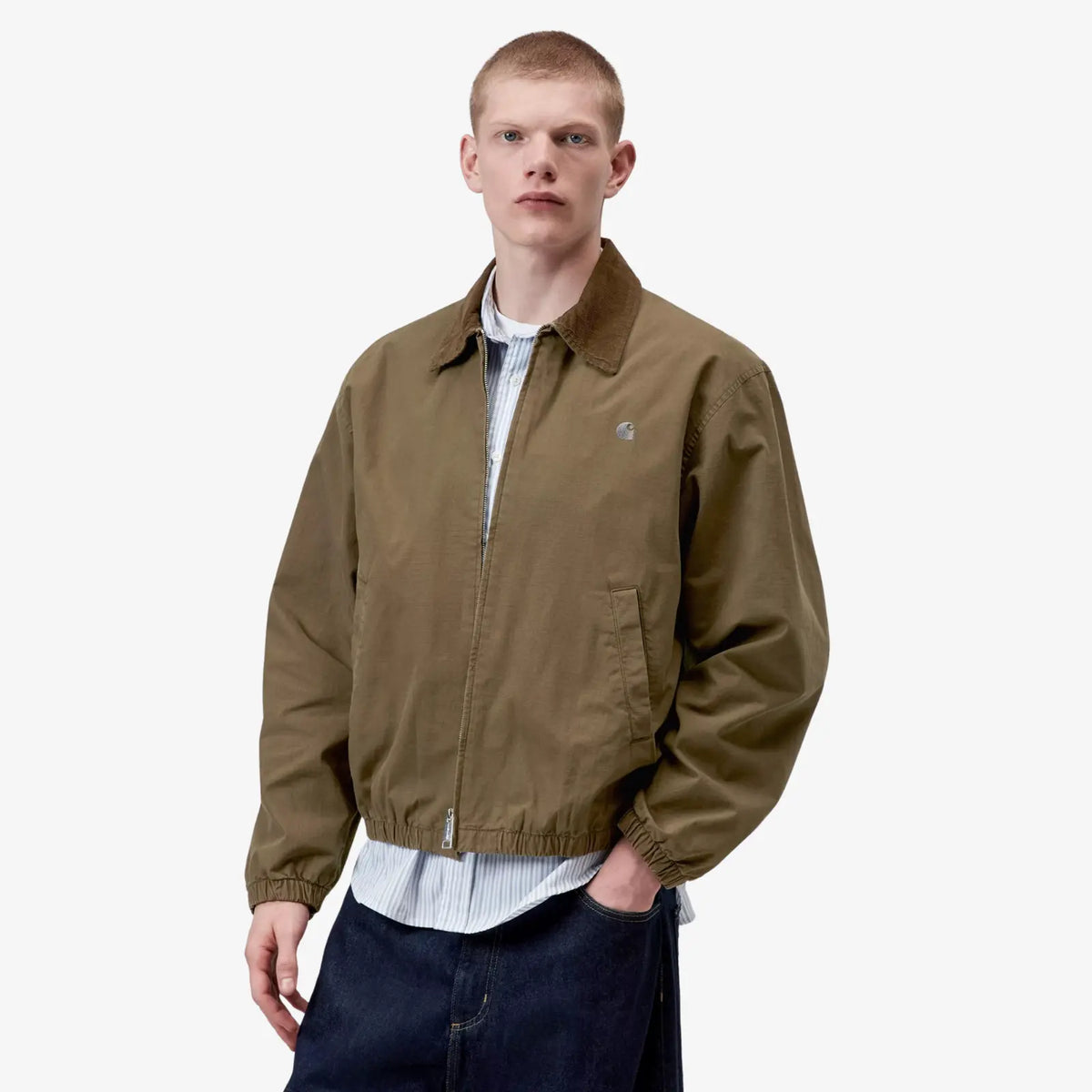 Veste Madison Ripstop Carhartt WIP Dark Beech - détail col velours côtelé