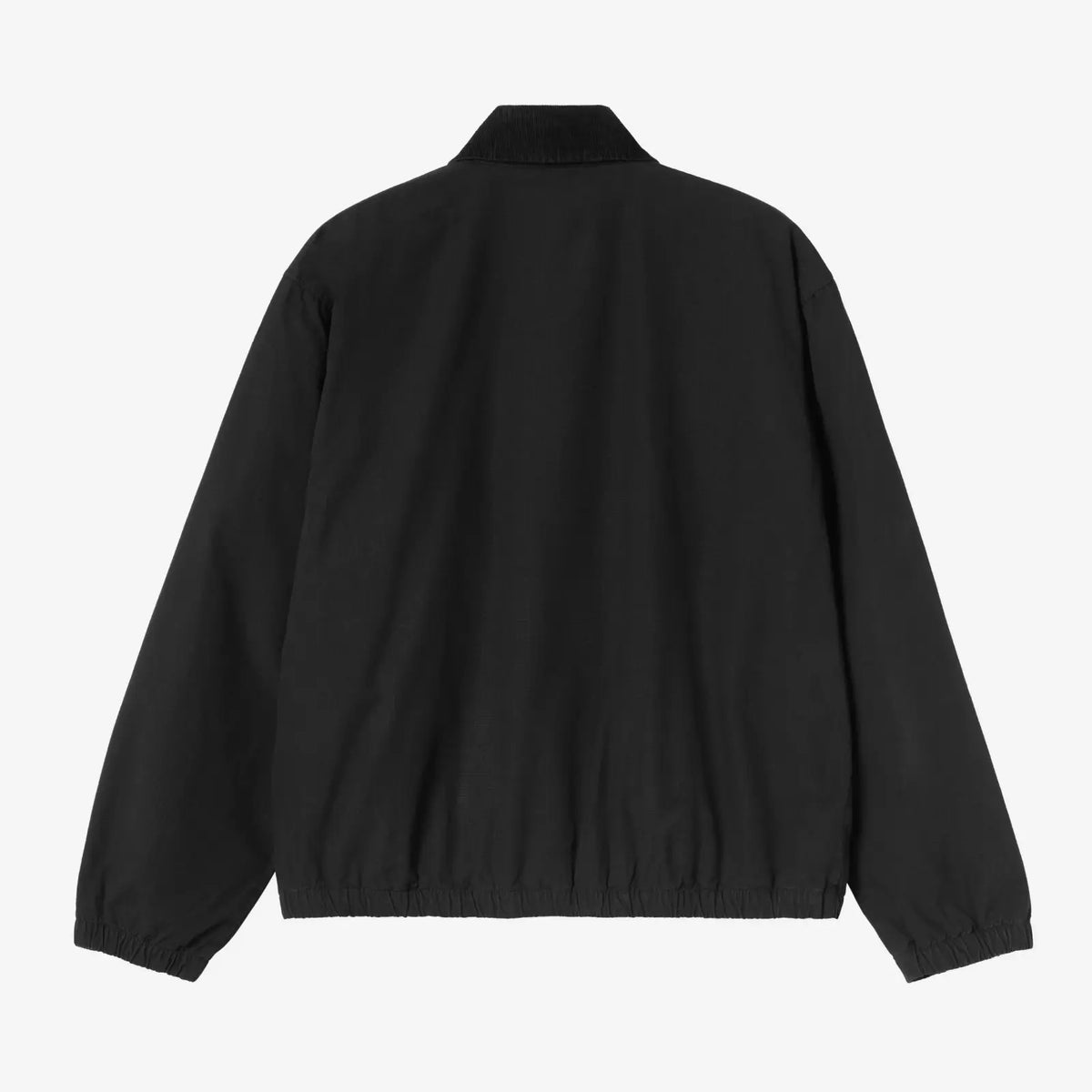 Dos à plat du blouson Madison Ripstop noir, ripstop mat uni et taille élastiquée sous le col côtelé