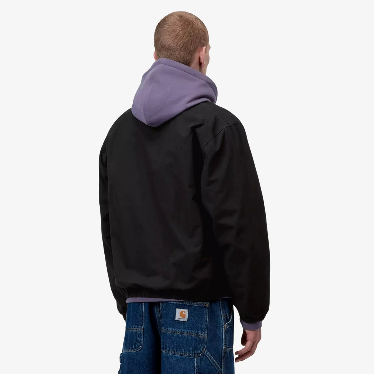 Dos porté du blouson Madison Ripstop noir, épaules tombantes et poignets élastiqués sur le ripstop mat