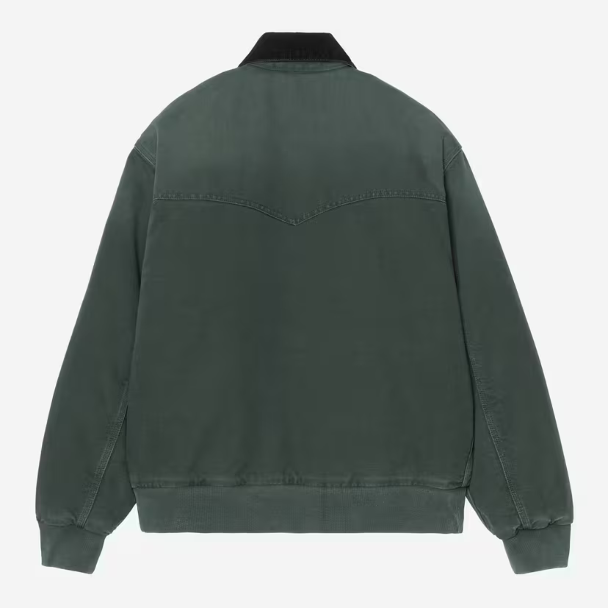 Veste OG Santa Fe Carhartt WIP vert sapin vue de dos, empiècement western en pointe et bas bord-côte