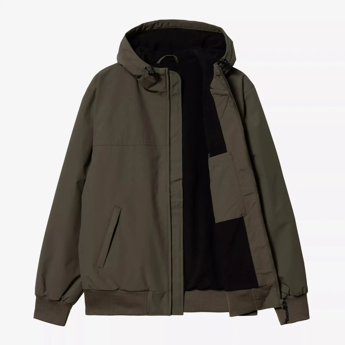Blouson Sail ouvert à plat, doublure polaire noire sur tout l'intérieur et poche plaquée au pan droit