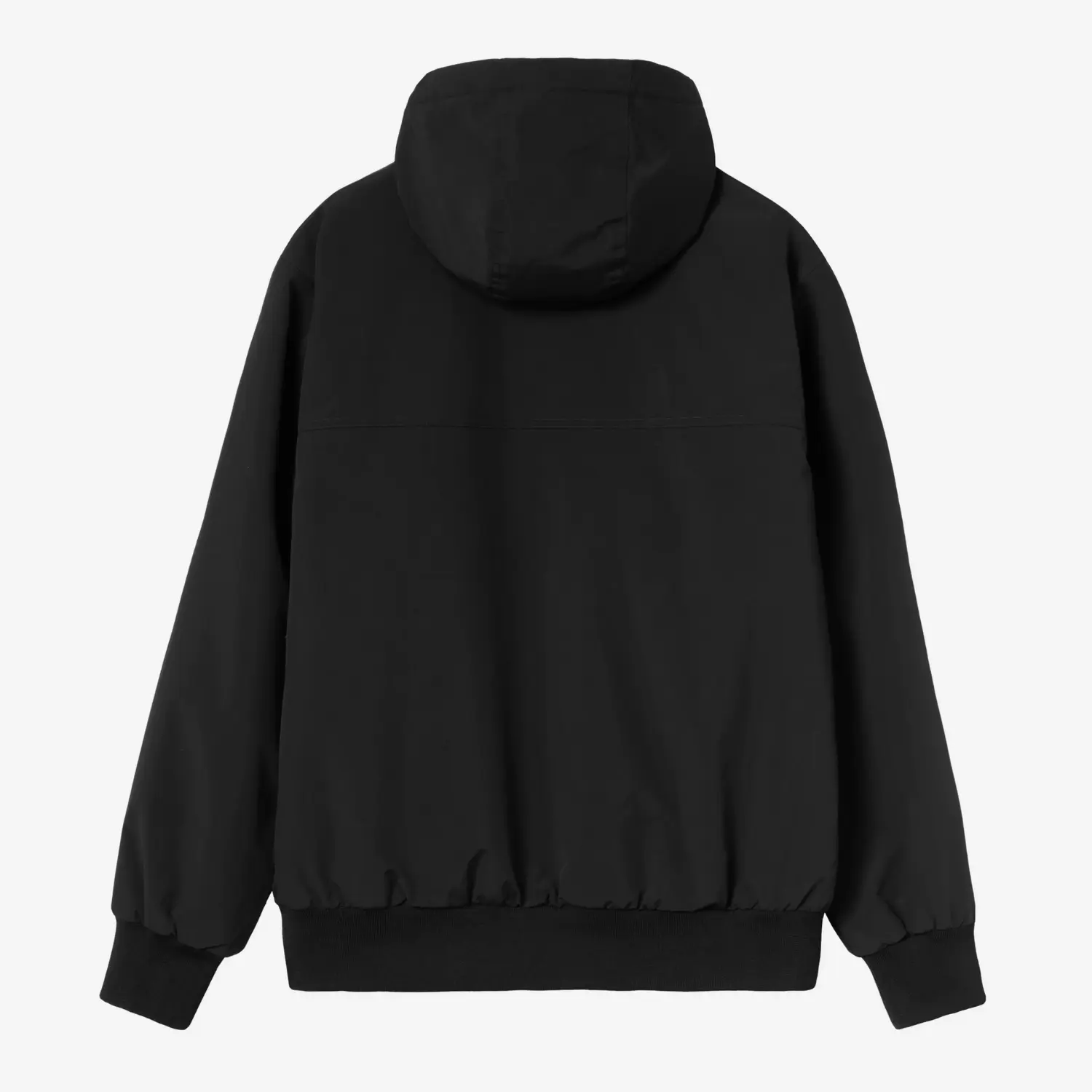 Veste Sail Carhartt WIP noire, vue de dos à plat, capuche rabattue et empiècement horizontal
