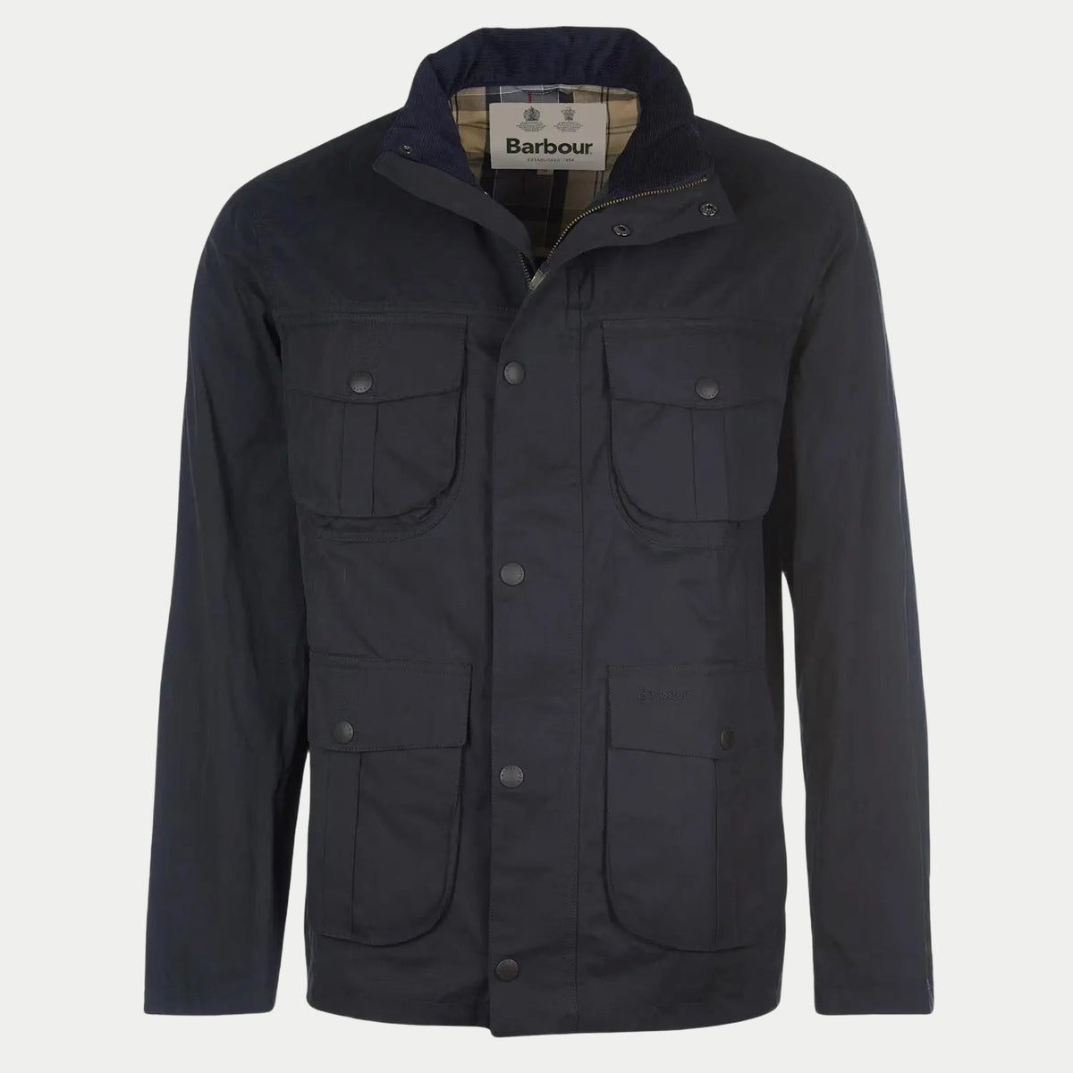 Veste Sanderling Casual Bleu Marine à plat, col velours côtelé et doublure à carreaux