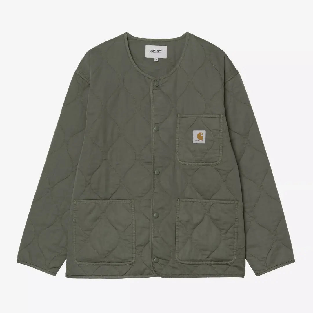 Veste Skyton Carhartt WIP kaki militaire à plat, matelassage ondulé, pressions et trois poches plaquées