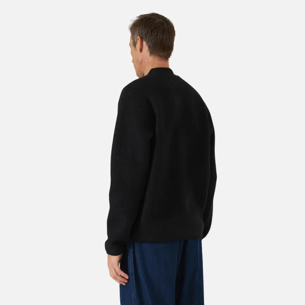 Zip Bomber noir porté de dos, manches longues et bas resserré par les côtes